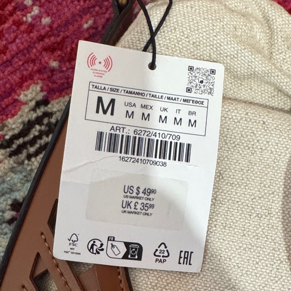 Zara Brown and Cream Shoulder Bucket Bag - Picture 4 of 12